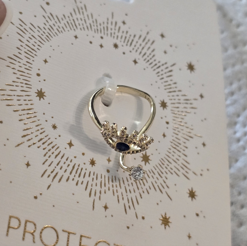 Unwritten Gold and Black Women's Ring Sz 7 Cubic Gold Plated New